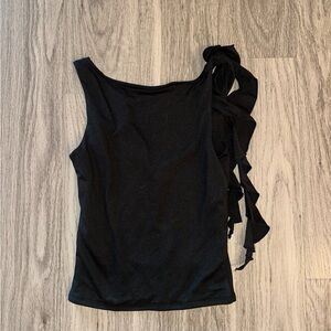 Black Open Back Side Tie Tank Top